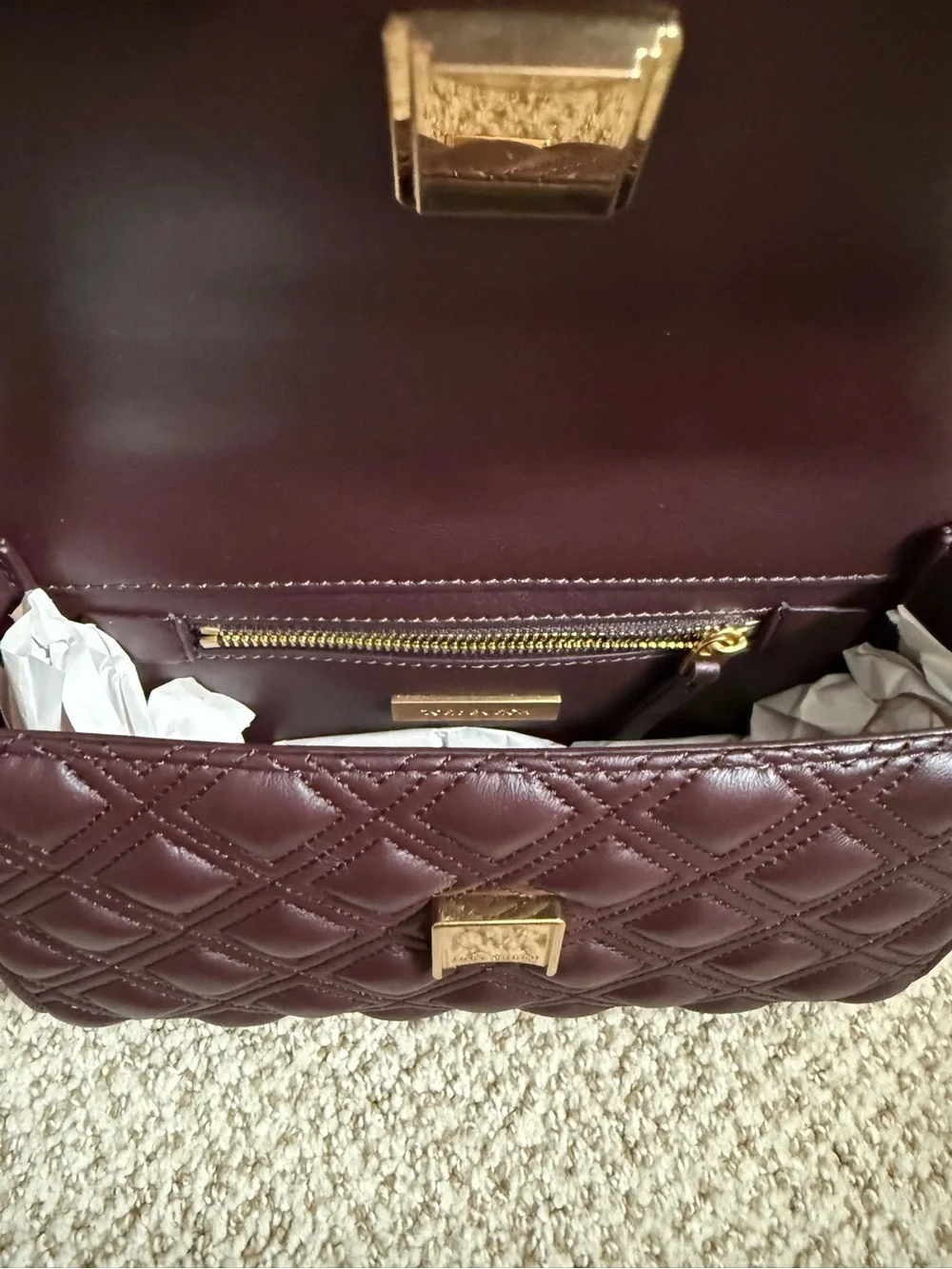 NWT Tory Burch Albarossa Fleming Small Convertible Shoulder Bag Dark Plum Wine